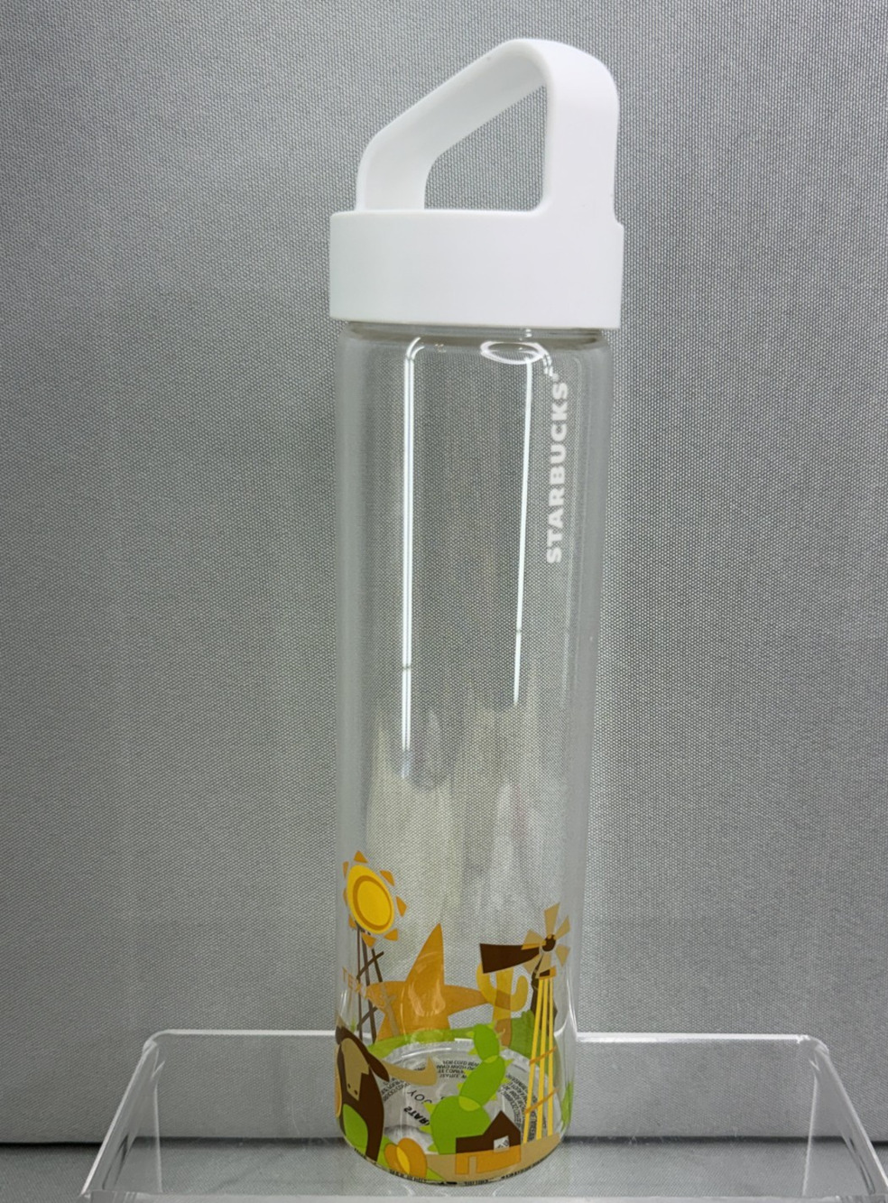 Starbucks Texas You Are Here Glass Water Bottle 18.5 Oz Tumbler Ranch Cattle